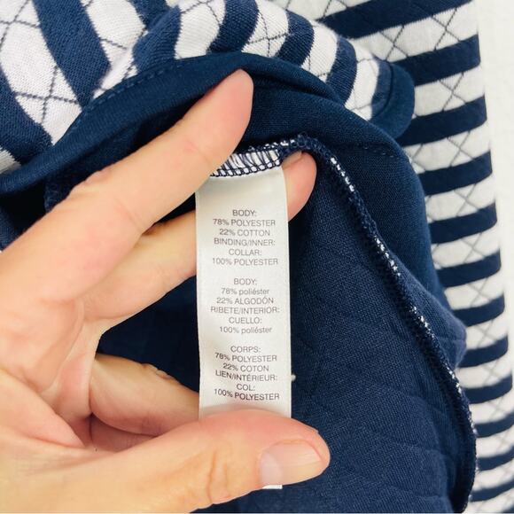 Chico’s blue white striped quilted coastal nautical preppy jacket medium - Picture 6 of 7